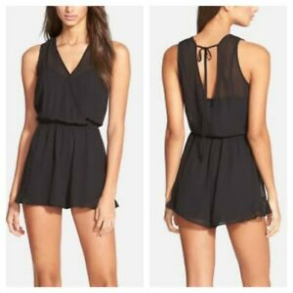 ASTR The Label Black Chiffon Romper XS